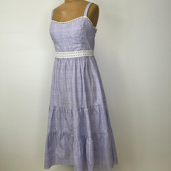 Lilly Pulitzer Dress Women 8 Olivet Stretch Midi Gingham Pocket Party Core Ni - Picture 6 of 16